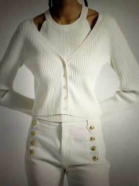 New with Tag! $395 Derek Lam 10 Crosby Lonnie Layered Sweater sz L